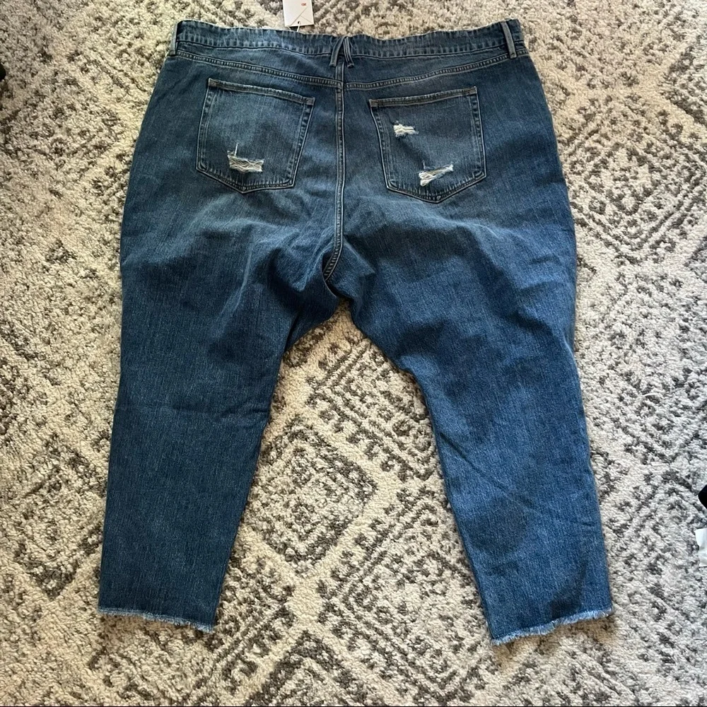 Good American Distressed Good Girlfriend Jeans Side Step Straight Leg Plus Size - Picture 7 of 14